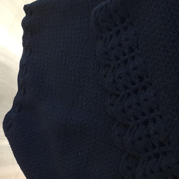 EUC DKNY black lambs wool tie waist KNIT skirt w/scalloped hem size S - Picture 8 of 10